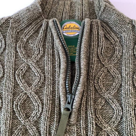 Cabela’s Woman XL Cable Knit 3/4 Zip Cotton Sweater - Picture 4 of 8